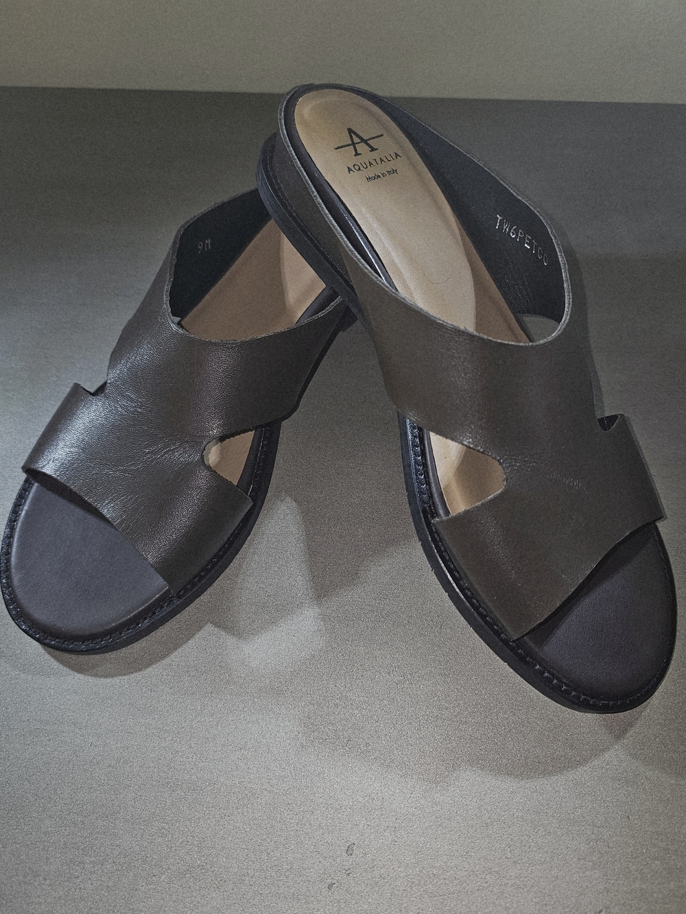 Aquatalia Petra Wedge Leather Sandals- Dark Brown Size 9